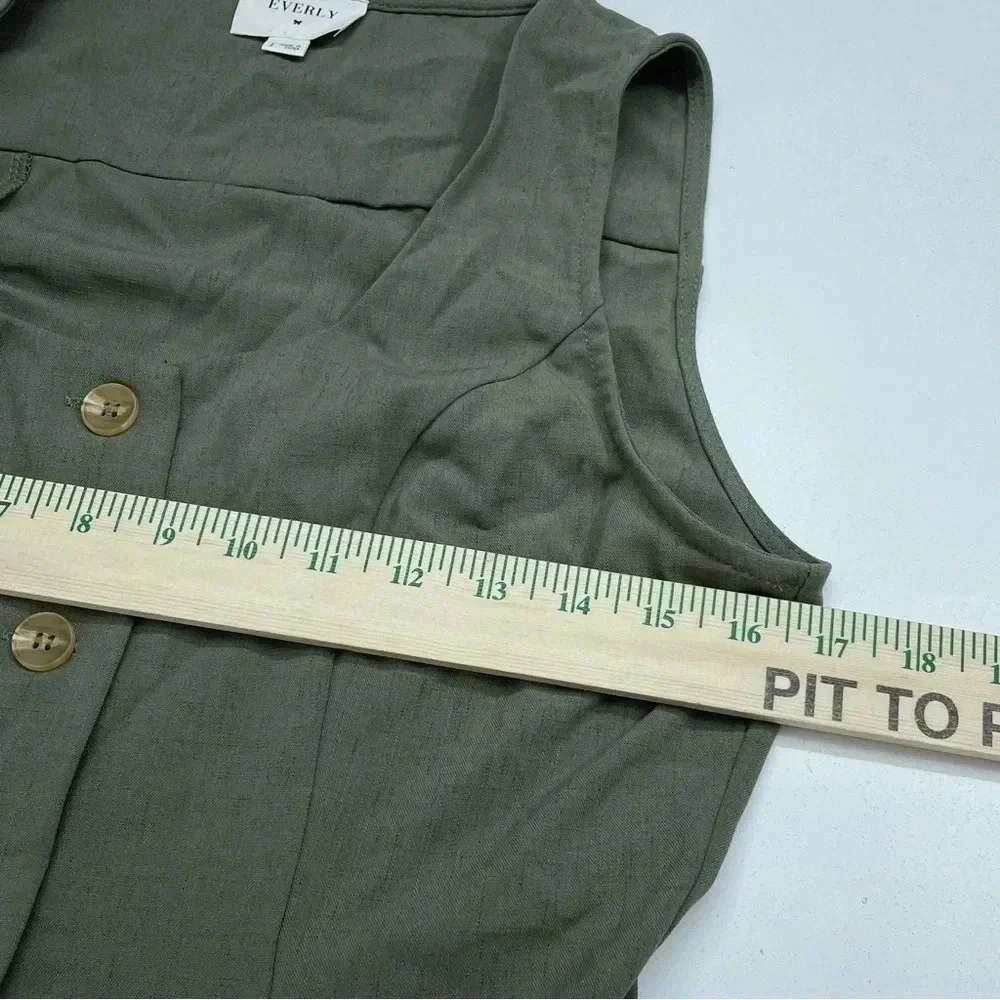 Everly Womens Size 2 fit flare button down green dress 2846 - Picture 7 of 8
